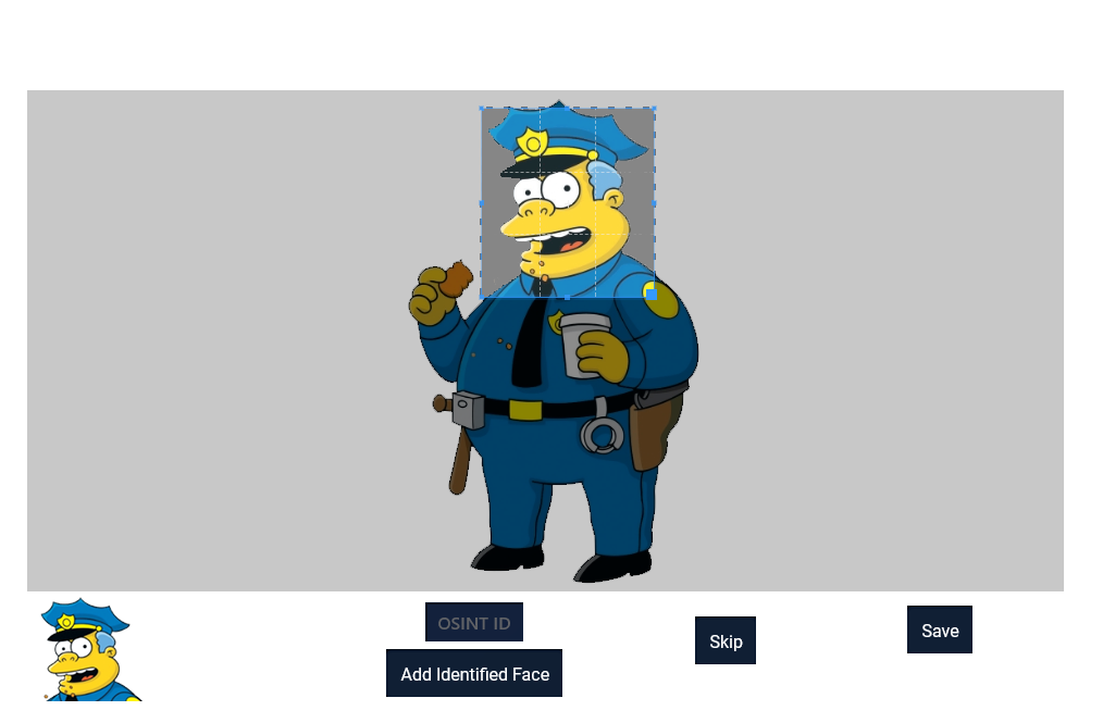 Face selection interface